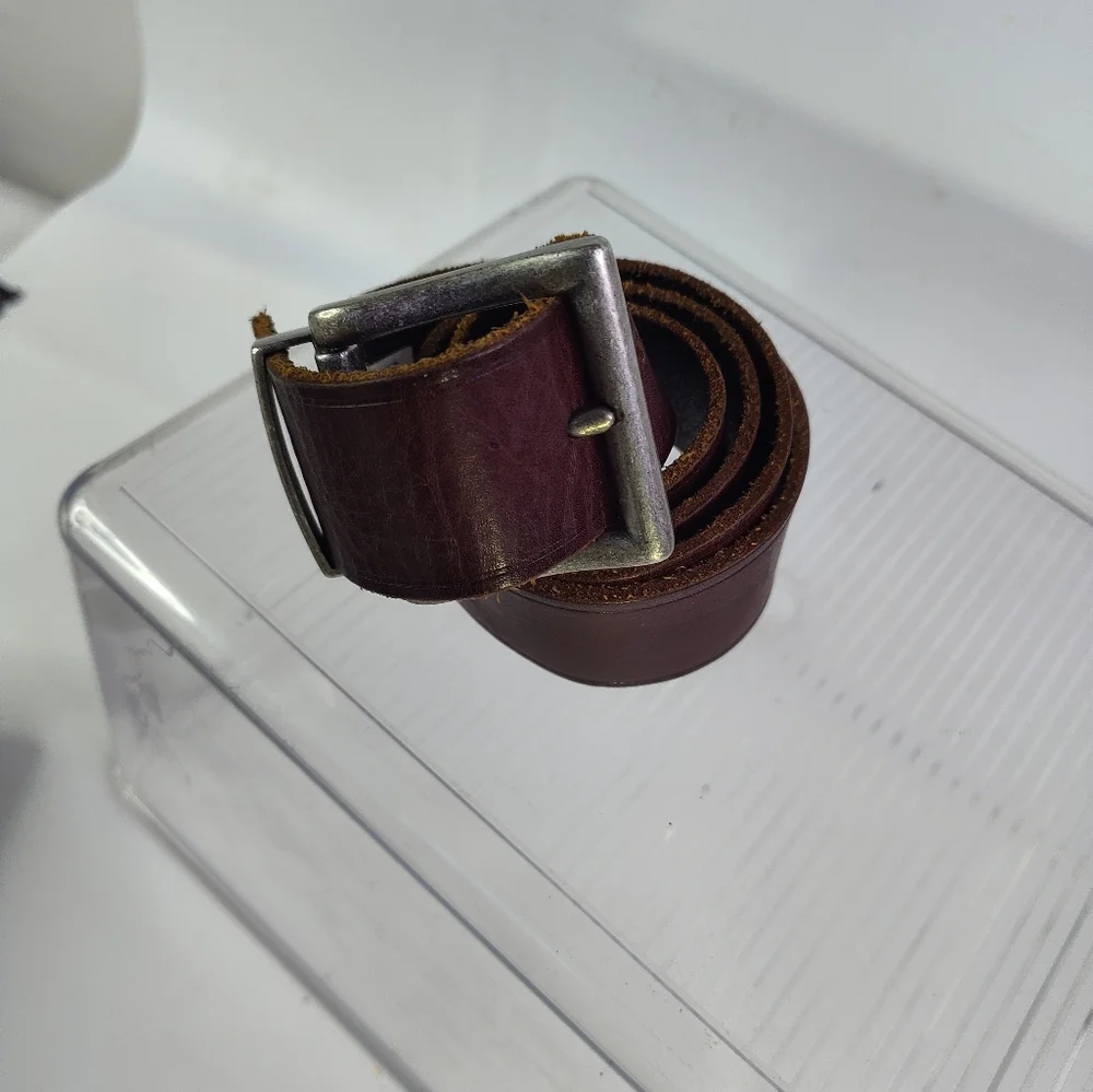 Vintage USAF Air Force Men's Brown Leather Belt Sz 30 - 34 Serial No. 77
